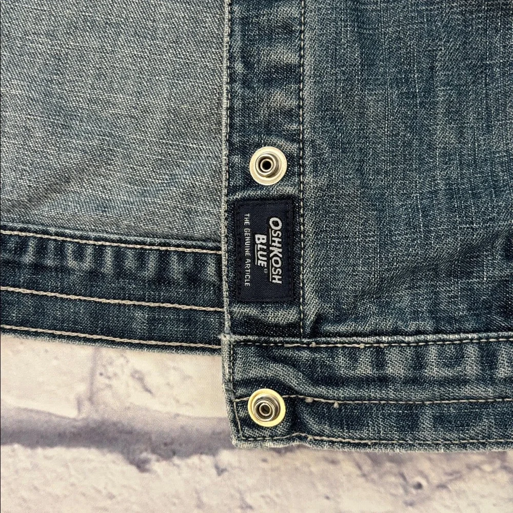 Oshkosh Girls Denim Jean Jacket Pink Floral Embroidery Button Front Girls Size 5